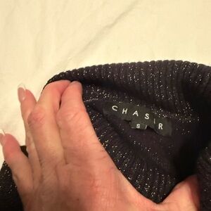 Chaser Black Sweater with Gold Sparkle